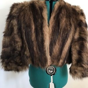 Vintage Fur crop waist jacket